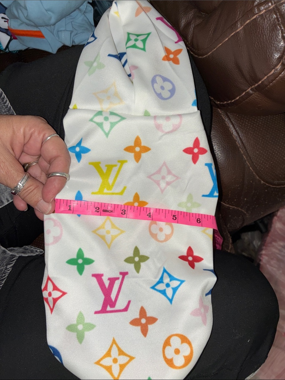 Louis Vuitton White Multicolor Monogram pet hoodie